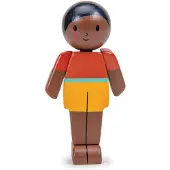 Tender Leaf Toys poppenhuis popje mokka vader - houten speelgoed pop.