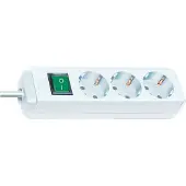 Brennenstuhl Eco-Line 3-voudige stekkerdoos (Stekkerblok met hogere contactbescherming, Schakelaar,1,5m Kabel) wit