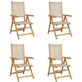 Syfax Inklapbare stoelen 4 st verstelbaar beige