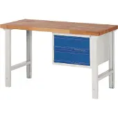 TECWERK Werkbank Ser.BK 650 B1500xT700xH790-1140mm Buche lichtgrau/blau 2 Schubl.