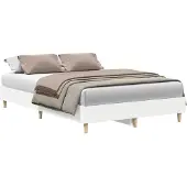 vidaXL Bedframe Wit 137 x 190 cm Bewerkt hout