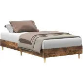 vidaXL Bedframe Gerookt eiken Bewerkt hout
