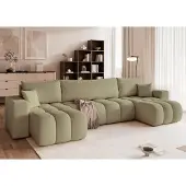 Fun-Möbel Bank met slaapfunctie, model ANABEL, bekleed met stof Centaur in mintgroen