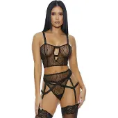 Forplay Made to See - Mesh Lingerie Set black Large
