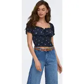 ONLY Blouse 'ONLHillary' donkerblauw / lichtgrijs