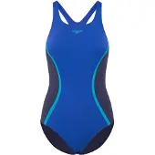 Speedo Solid Splice Medalist Swimsuit Blauw UK 36 Vrouw