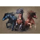 Karo-art Fotobehang Drie Rennende Paarden - Vliesbehang - 416 x 254 cm