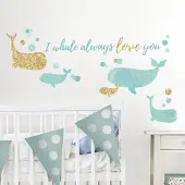 RoomMates Muurstickers I Whale Always Love You - - Wall_stickers - Goud; Turquoise - Vinyl