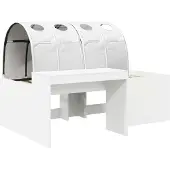 vidaXL Bedframe met tunnel met plank 3 st Wit Bewerkt hout