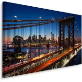 Karo-art Schilderij - Prachtig zicht op de Manhattan Bridge, NYC, Premium Print