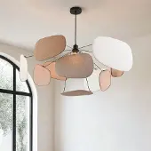 LumenXL Hanglamp Zandor van stof in taupe, lichtgrijs en wit