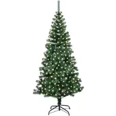 vidaXL Kunststof Voorverlichte Kerstboom Groen 210 cm PVC en Metalen