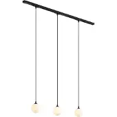 QAZQA Modern railsysteem zwart met 3 hanglampen wit 1-fase - Iconic Perle
