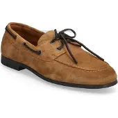 Tommy Hilfiger Heren Bruine leren bootschoenen met flexibele zolen (41), Leer, Plat, Veters, Casual FM0FM05863