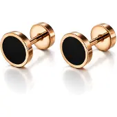 Mendes Heren Oorbellen Rose Zwart RVS – Fake Plug Studs – Minimalistisch & Stoer - 8mm