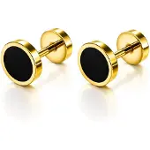Mendes Heren Oorbellen Goudkleurig RVS – Fake Plug Studs – Minimalistisch & Stoer - 8mm