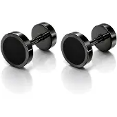 Mendes Heren Oorbellen Zwart RVS – Fake Plug Studs – Minimalistisch & Stoer - 8mm