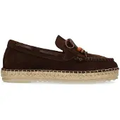 Manfield Bruine suède espadrilles met franjes | Maat 37