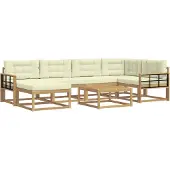 vidaXL Buiten bank set 7 st Wit en crèmekleurig