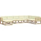 vidaXL Buiten bank set 8 st Wit en crèmekleurig