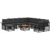 vidaXL Buiten bank set 12 st Zwart en Donker Grijs Polyester