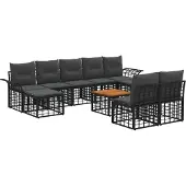 vidaXL Buiten bank set 10 st Zwart en Donker Grijs Polyester