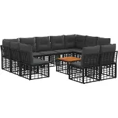 vidaXL Buiten bank set 12 st Zwart en Donker Grijs Polyester