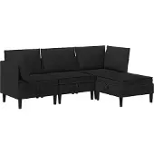 vidaXL Woonkamer Meubelset 4 st Zwart Stof