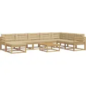 vidaXL Buiten bank set 9 st Wit en Beige