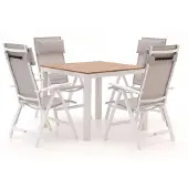 Bellagio + 10% kassakorting | Avenza/Fidenza 90cm dining tuinset 5-delig verstelbaar