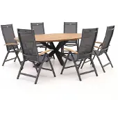 Hartman tuinmeubelen + 10% kassakorting | Hartman Troy/Stephanie 240cm dining tuinset 7-delig verstelbaar