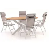 Bellagio + 10% kassakorting | Avenza/Fidenza ovaal 180cm dining tuinset 5-delig verstelbaar