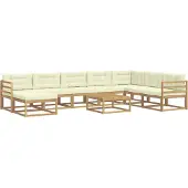 vidaXL Buiten bank set 9 st Wit en crèmekleurig