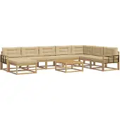 vidaXL Buiten bank set 9 st Wit en Beige