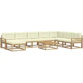 vidaXL Buiten bank set 9 st Wit en crèmekleurig