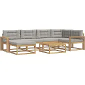 vidaXL Buiten bank set 7 st Wit en Lichtgrijs