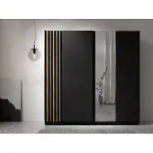 AX Living garderobekast, zwart met spiegel, 202 cm – Beralto Artisan lamellen