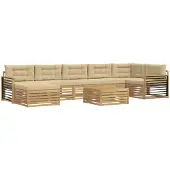 vidaXL Buiten bank set 8 st Wit en Beige