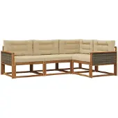 vidaXL Buiten bank set 4 st Natuurlijk en Beige
