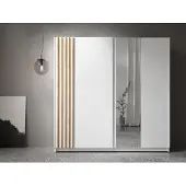 AX Living garderobekast, wit, met spiegel, 200 cm – Beralto met lamellen