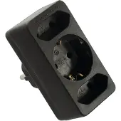 As Schwabe as-Schwabe beschermcontactstekker met 2x Euro-stekker en 1x Schuko-stekker, 230V, zwart, IP20