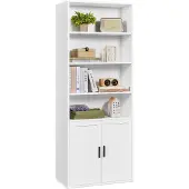 Vasagle Boekenkast met deur en open vakken, Wolkenwit / 60B cm