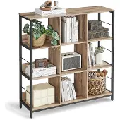 Vasagle Plank met 3 niveaus voor woonkamer, Kameelbruin + Inktzwart