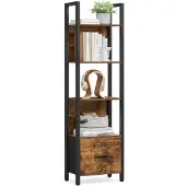 Vasagle Hoekboekenkast met lade en stalen frame, 40B cm