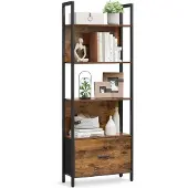 Vasagle Hoekboekenkast met lade en stalen frame, 60B cm