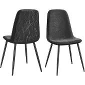 Vasagle Eetkamerstoelen met chenille bekleding, Leigrijs / 2er Set