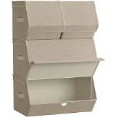 Songmics Opbergdoos met dekselboeken duifgrijs, zandbeige