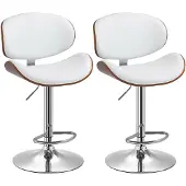 HOMCOM -Barkruk-53x52x112cm-Synthetische coating-Wit