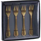 Excellent houseware Gebaksvorkjes - 4 Stuks - Goudkleurig