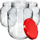 Kadax Albi glazen pot 2,5L 100mm + rode deksel 8st